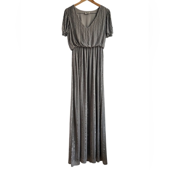 Show Me Your Mumu | Michelle Flutter Maxi Dress Dove Gray Beaded - Picture 2 of 7